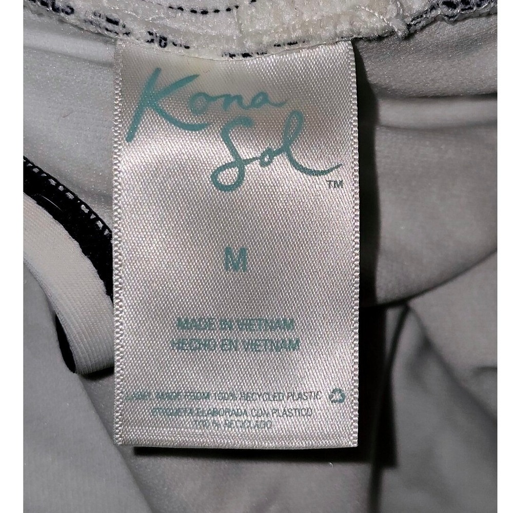 Konal Sol Women's Shirred Macrame Strap One Piece Swimsuit Size M White/Blu Good - Picture 9 of 9